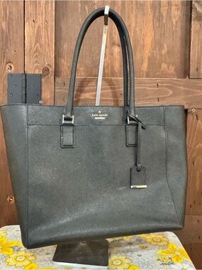 kate spade Black Leather Tote with Hanging Tag